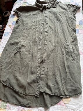 Z—-Standard Grace Lyocell Button-Front Shirt/dress in Olive